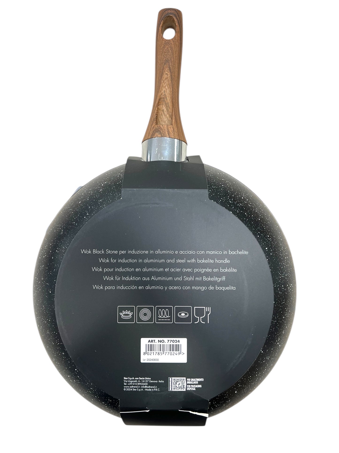 Padella Wok Black Stone 30 cm - Antiaderente e Resistente - PFOA Free
