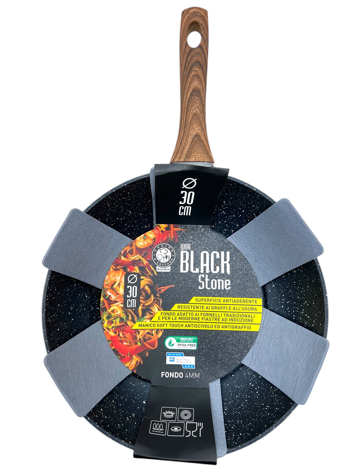 Padella Wok Black Stone 30 cm - Antiaderente e Resistente - PFOA Free