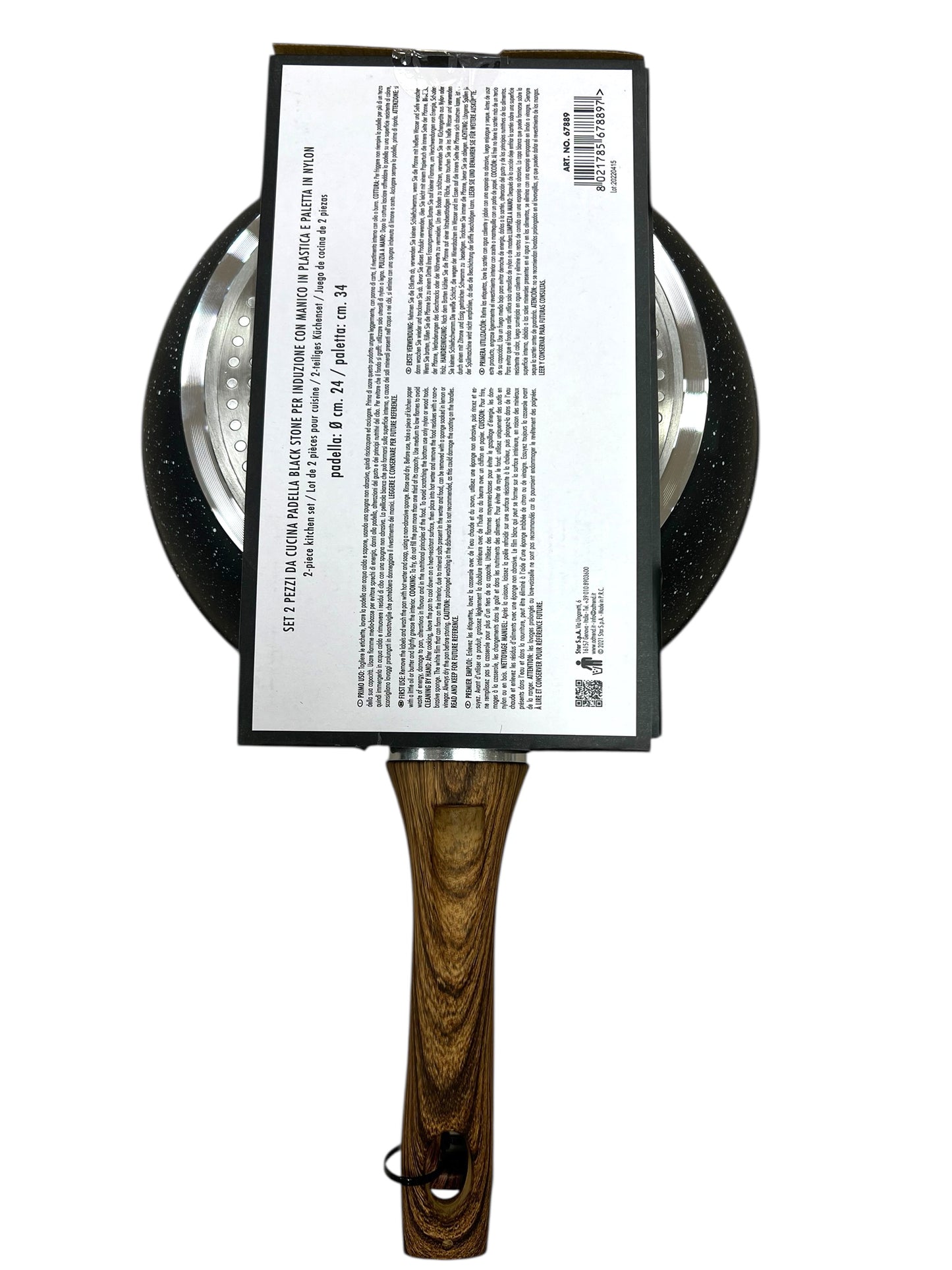 Set Padella 24 cm e Paletta Black Stone - Antiaderente e Resistente - PFOA Free